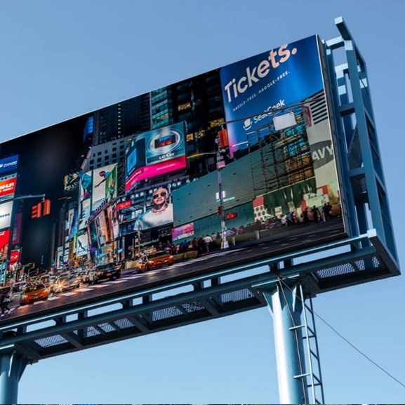 A LED screen display on road for advertisement .