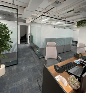 Glass sticker with glass partition