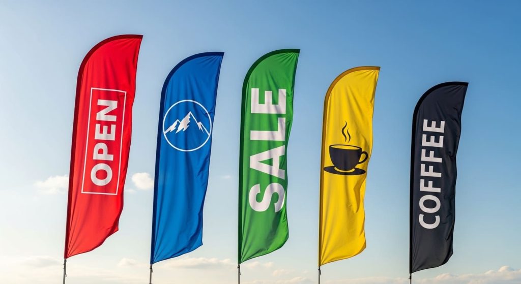 Feather Teardrop Flags with Poles