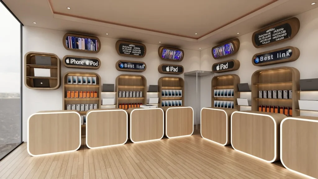 Modern Mobile Store Interior Branding and Product Display Design
