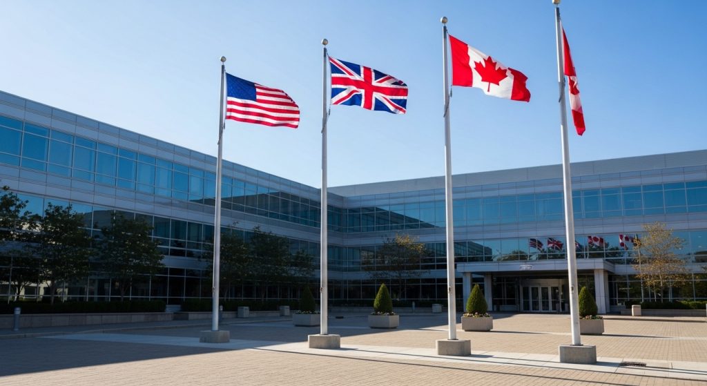Outdoor Flagpoles Building Forecourt