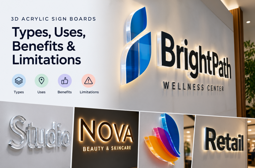 3D Acrylic Sign Boards: Types, Uses, Benefits & Limitations